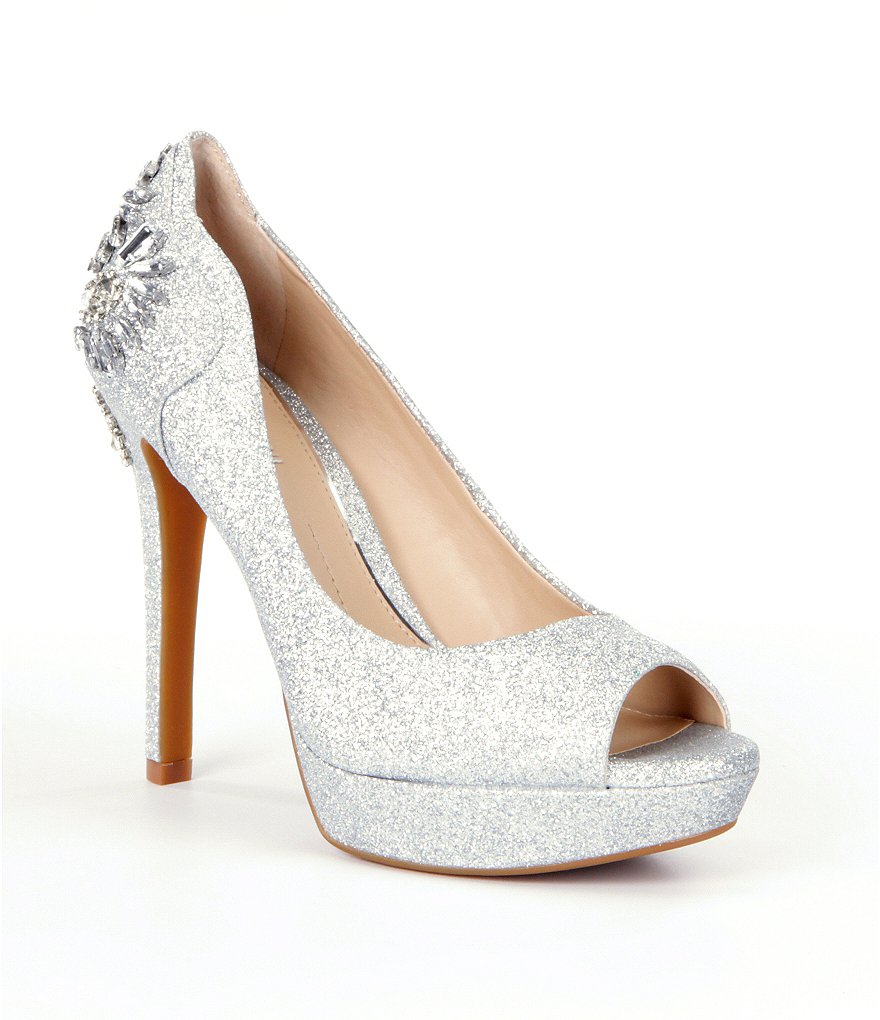 Gianni Bini Merri Glitter Jeweled Peep-Toe Pumps