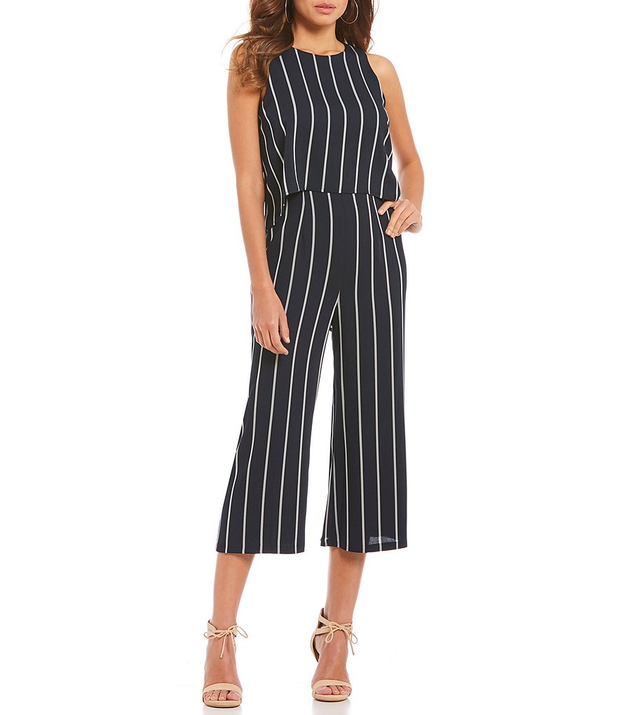 Gianni Bini Sandra Striped Popover Culotte Jumpsuit
