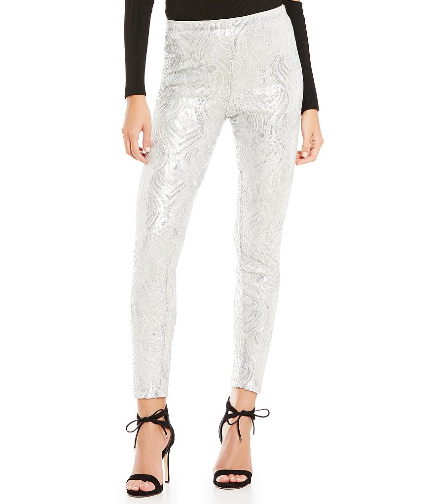 Gianni Bini Savannah Feather Sequin Slim Legging