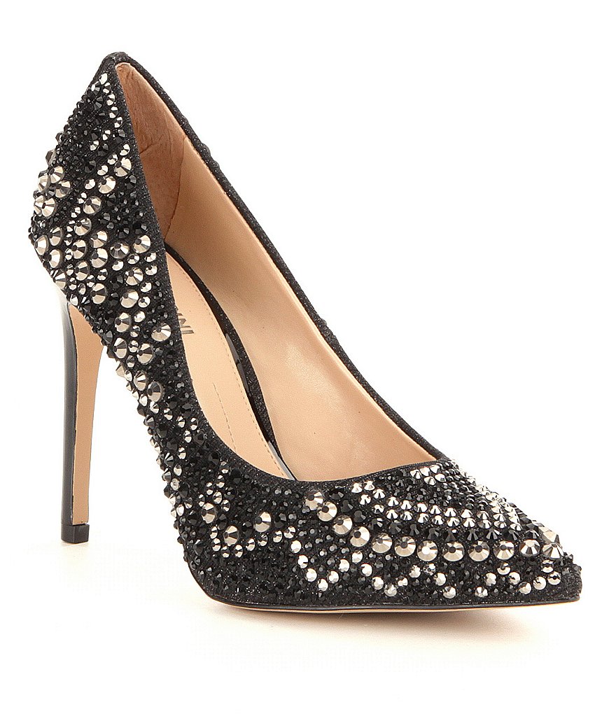 Gianni Bini Zebbi Metallic Novelty Jeweled Pointy Toe Pumps