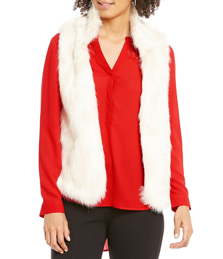 Gibson & Latimer Open Neck Lined Sleeveless Faux-Fur Vest