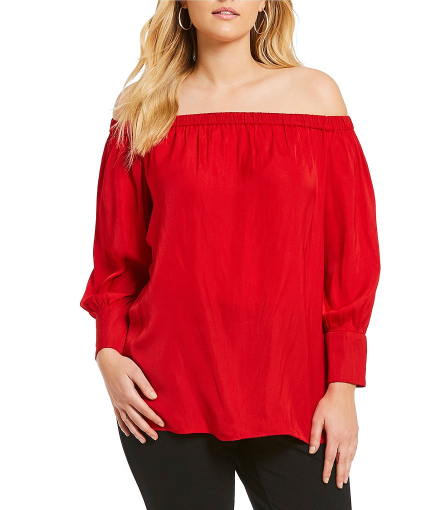 Gibson & Latimer Plus Off-The-Shoulder Satin Top
