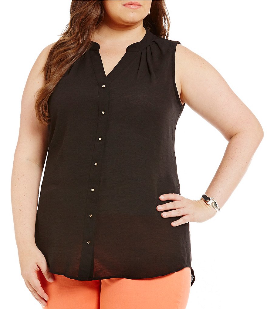 Gibson & Latimer Plus Sleeveless Button-Front Tunic
