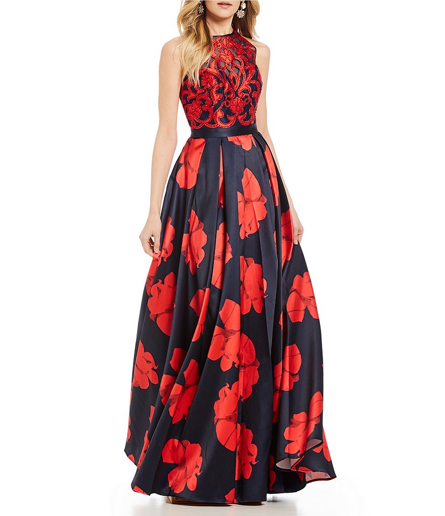Glamour by Terani Couture Floral Print Ball Gown