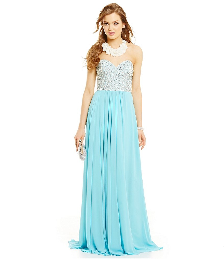 Glamour by Terani Couture Pearl Beaded Bodice Gown