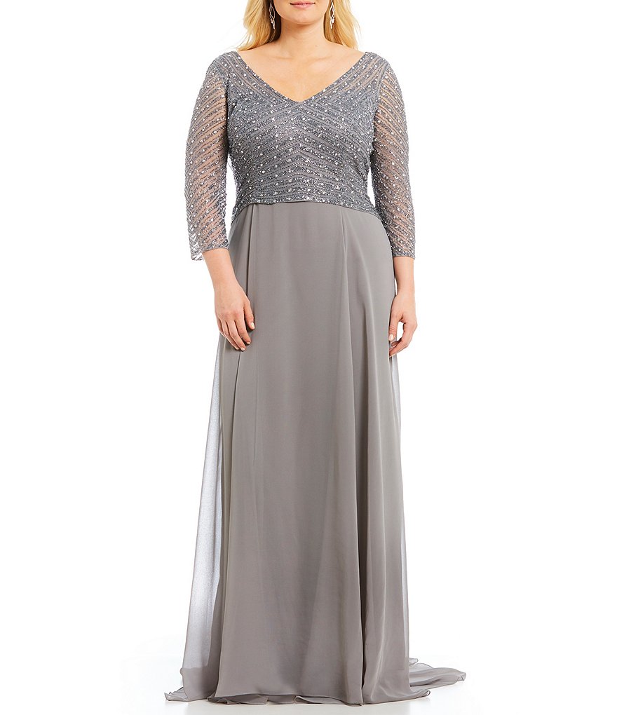 Glamour by Terani Couture Plus Beaded Mock 2-Piece Gown