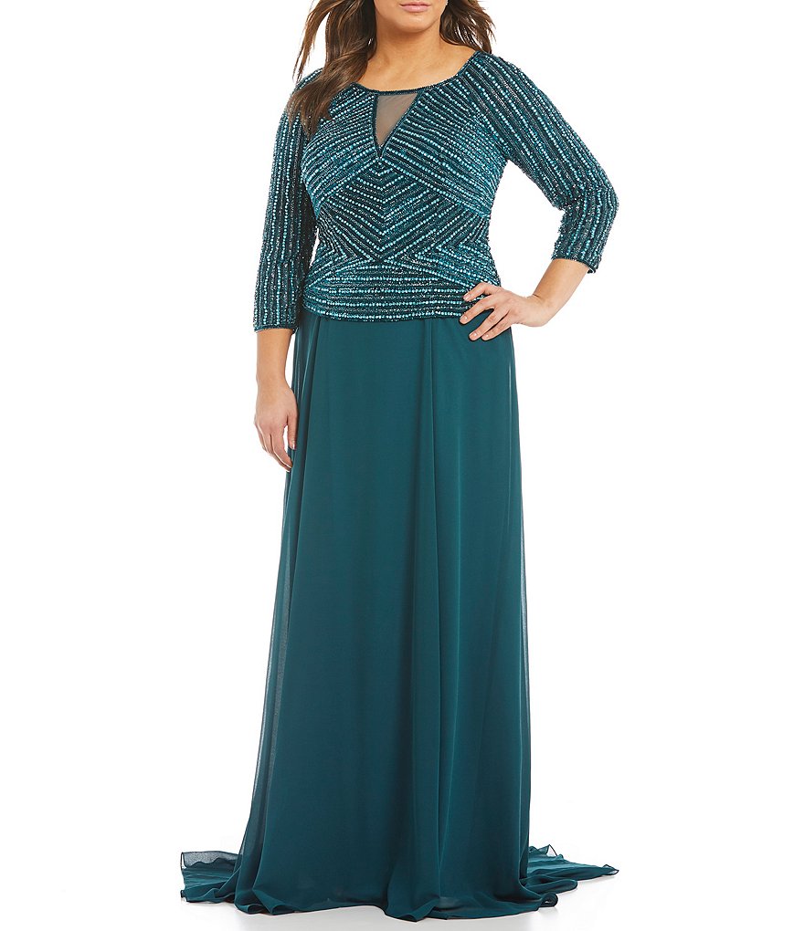 Glamour by Terani Couture Plus Beaded Peplum Gown