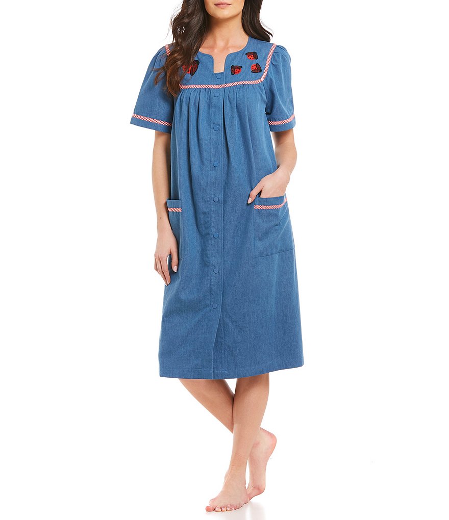 Go Softly Ladybug Embroidered Denim Patio Dress