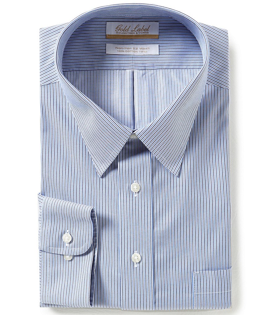 Gold Label Roundtree & Yorke Big & Tall Non-Iron Regular Full-Fit Point-Collar Striped Dress Shirt