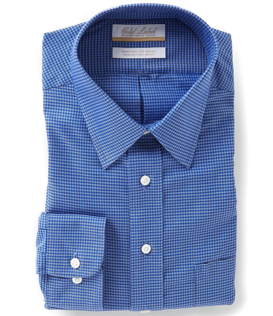 Gold Label Roundtree & Yorke Big & Tall Non-Iron Check Regular Full-Fit Point-Collar Dress Shirt
