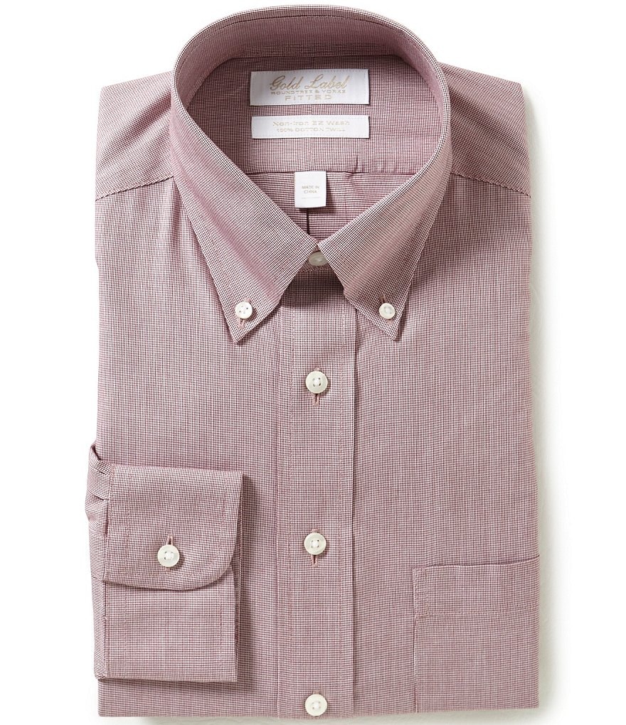 Gold Label Roundtree & Yorke Fitted Button-Down Collar Non-Iron Dress Shirt