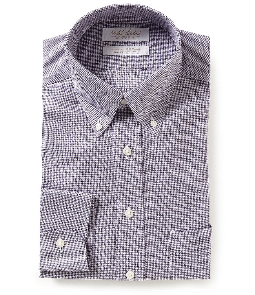 Gold Label Roundtree & Yorke Houndstooth Classic Fitted Non-Iron Twill Dress Shirt