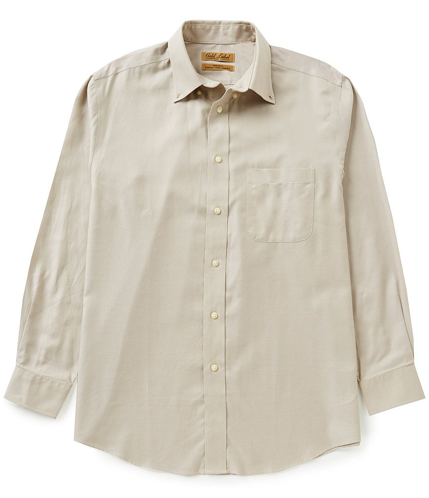 Gold Label Roundtree & Yorke Non-Iron Long-Sleeve Solid Dobby Sportshirt