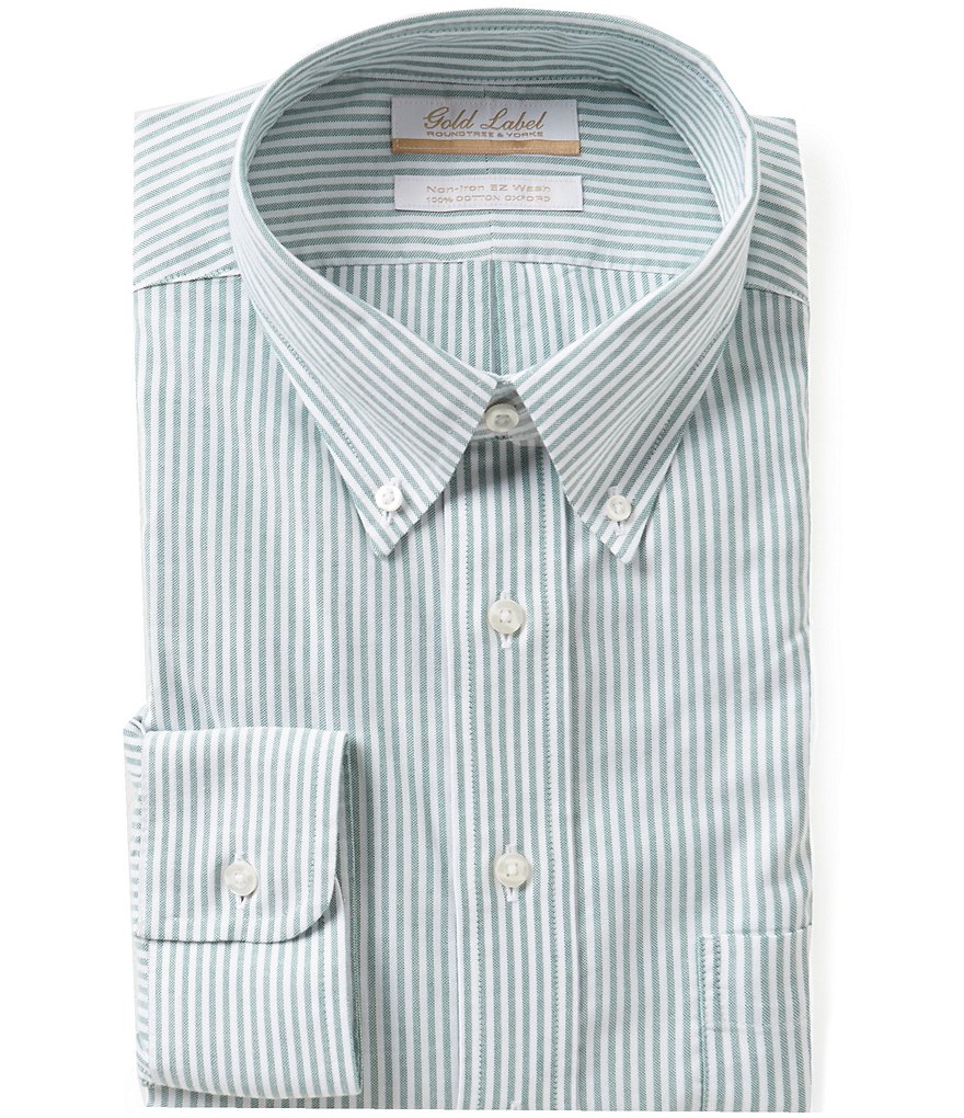 Gold Label Roundtree & Yorke Non-Iron Regular Full-Fit Bengal-Striped Oxford Dress Shirt