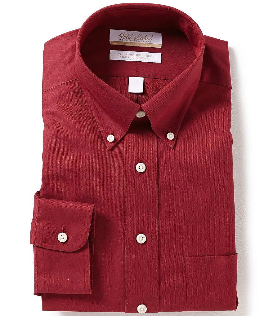 Gold Label Roundtree & Yorke Non-Iron Regular Full-Fit Button-Down Collar Solid Dress Shirt