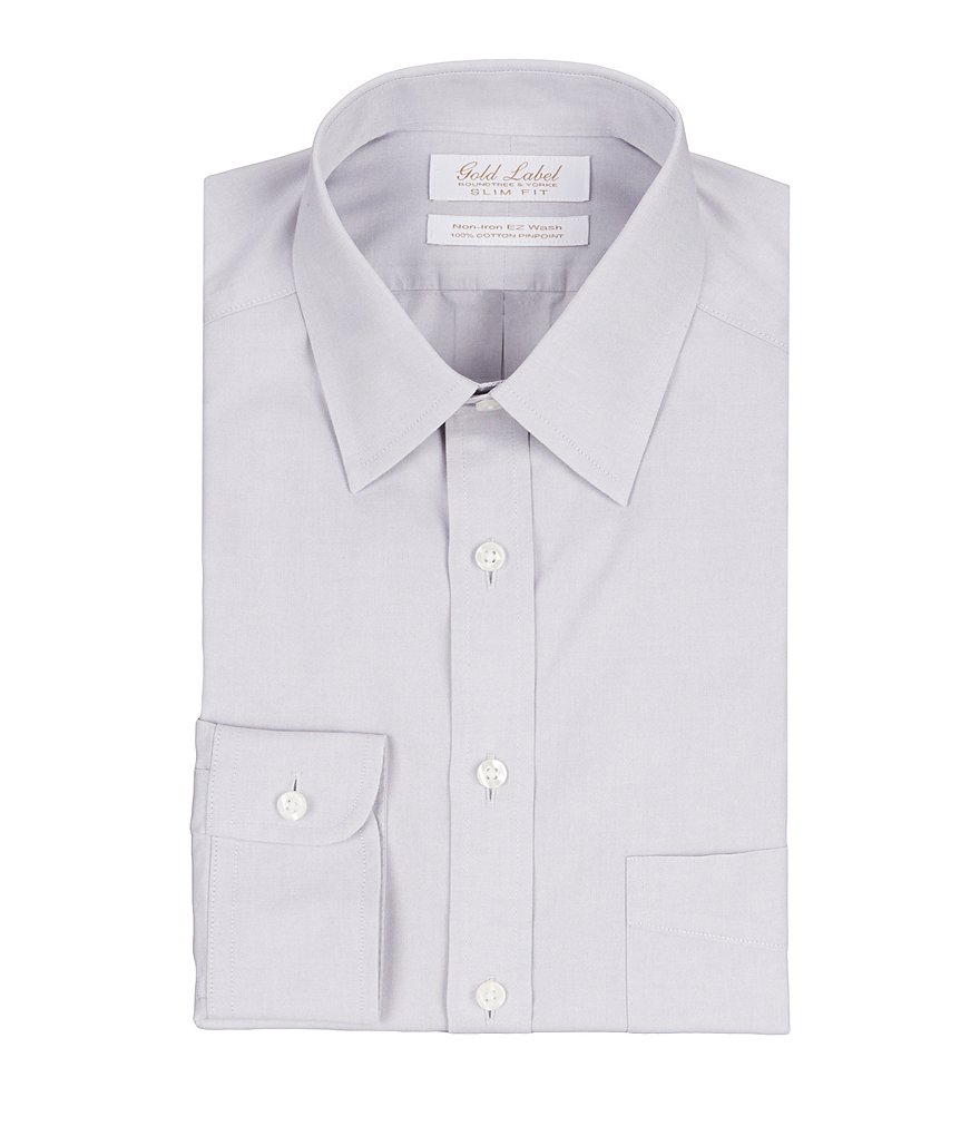 Gold Label Roundtree & Yorke Non-Iron Slim-Fit Point-Collar Solid Dress Shirt