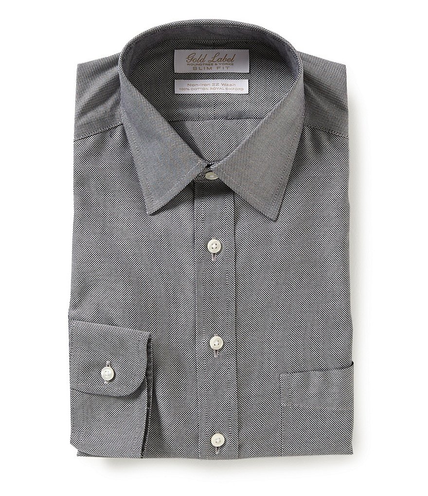 Gold Label Roundtree & Yorke Non-Iron Slim-Fit Point-Collar Royal Oxford Dress Shirt