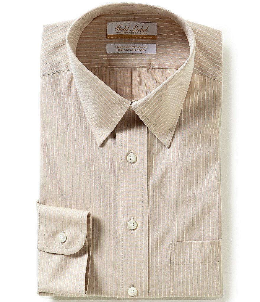 Gold Label Roundtree & Yorke Regular Full-Fit Point Collar Striped Dress Shirt