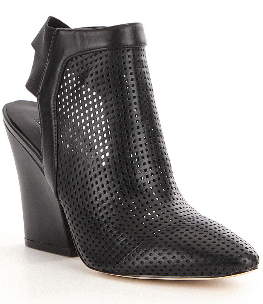Guess Norine Perforated Leather Slip-On Block Heel Booties