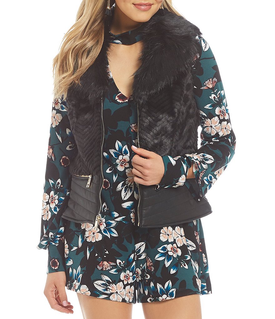 Guess Piper Faux-Fur Collar Vest