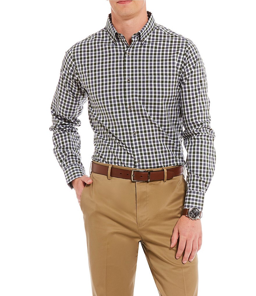 Hart Schaffner Marx Dobby Plaid Button-Down Collar Sportshirt