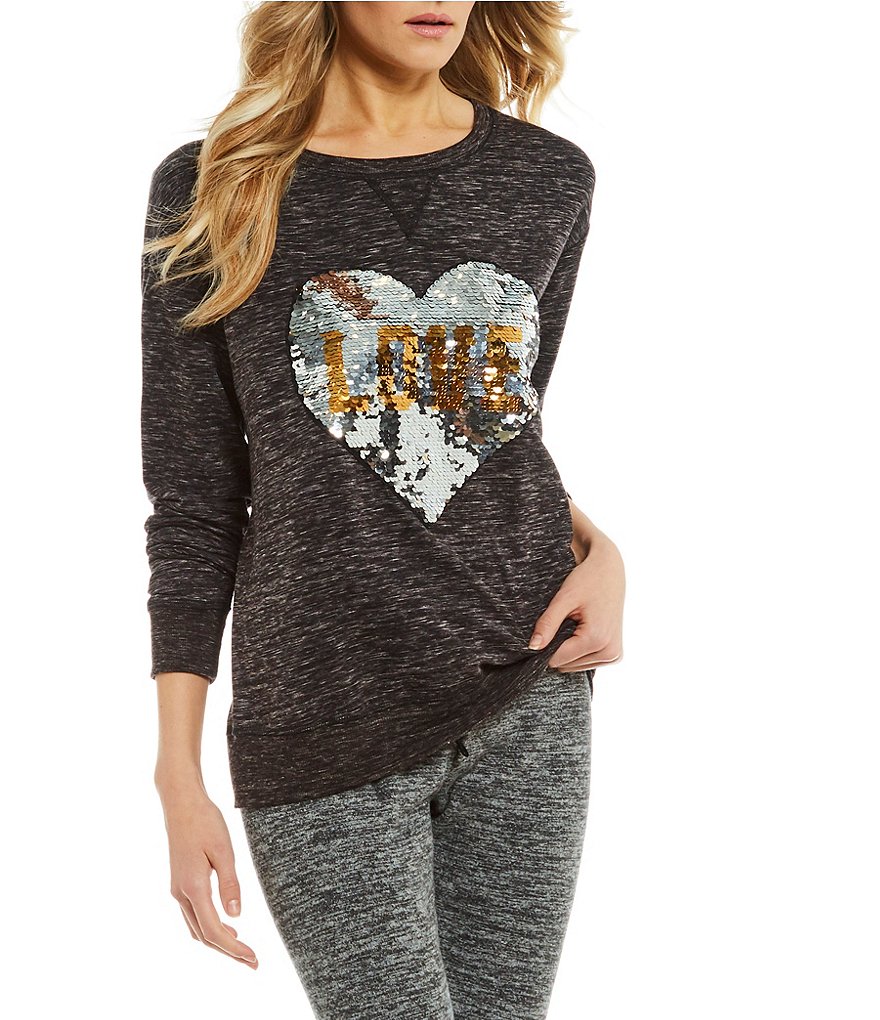 Honey & Sparkle Love Sequin Cozy Fleece Sweatshirt