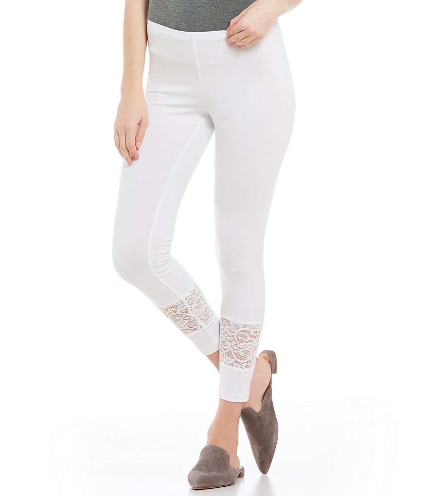 HUE Lace Blocked Cotton Skimmer Leggings