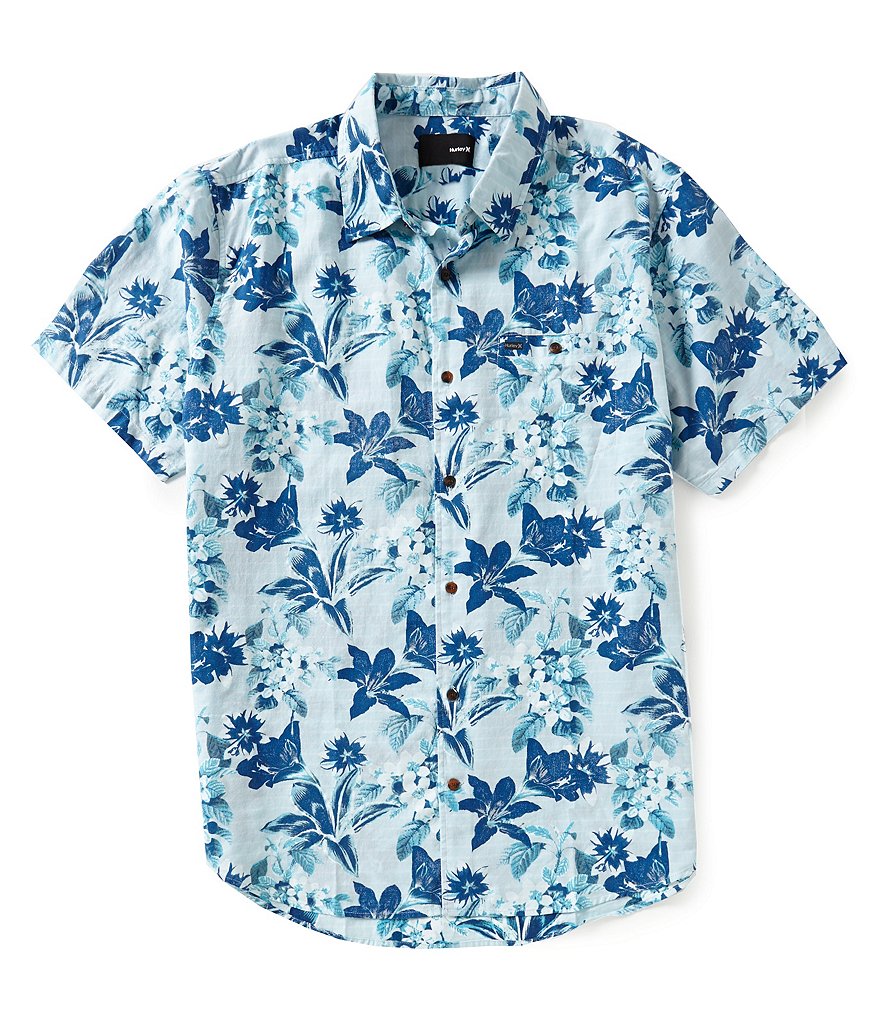 Hurley Meadow Lark Yarn-Dyed Floral Poplin Short-Sleeve Shirt