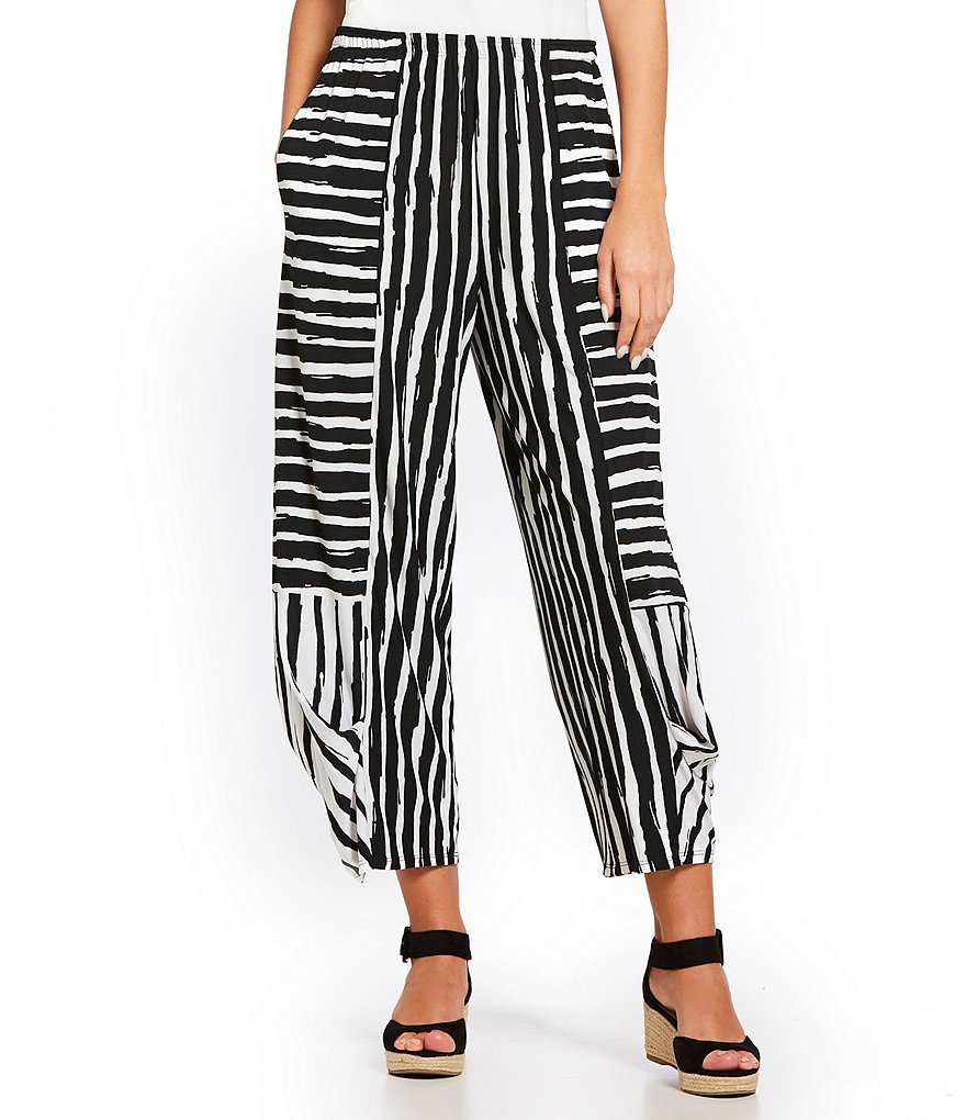 IC Collection Stripe Tapered Crop Ankle Pants