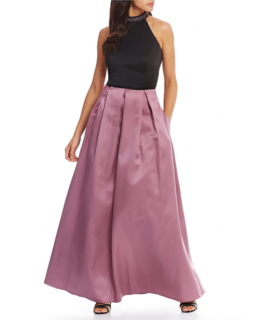 Ignite Evenings Beaded Halter-Neck Gown