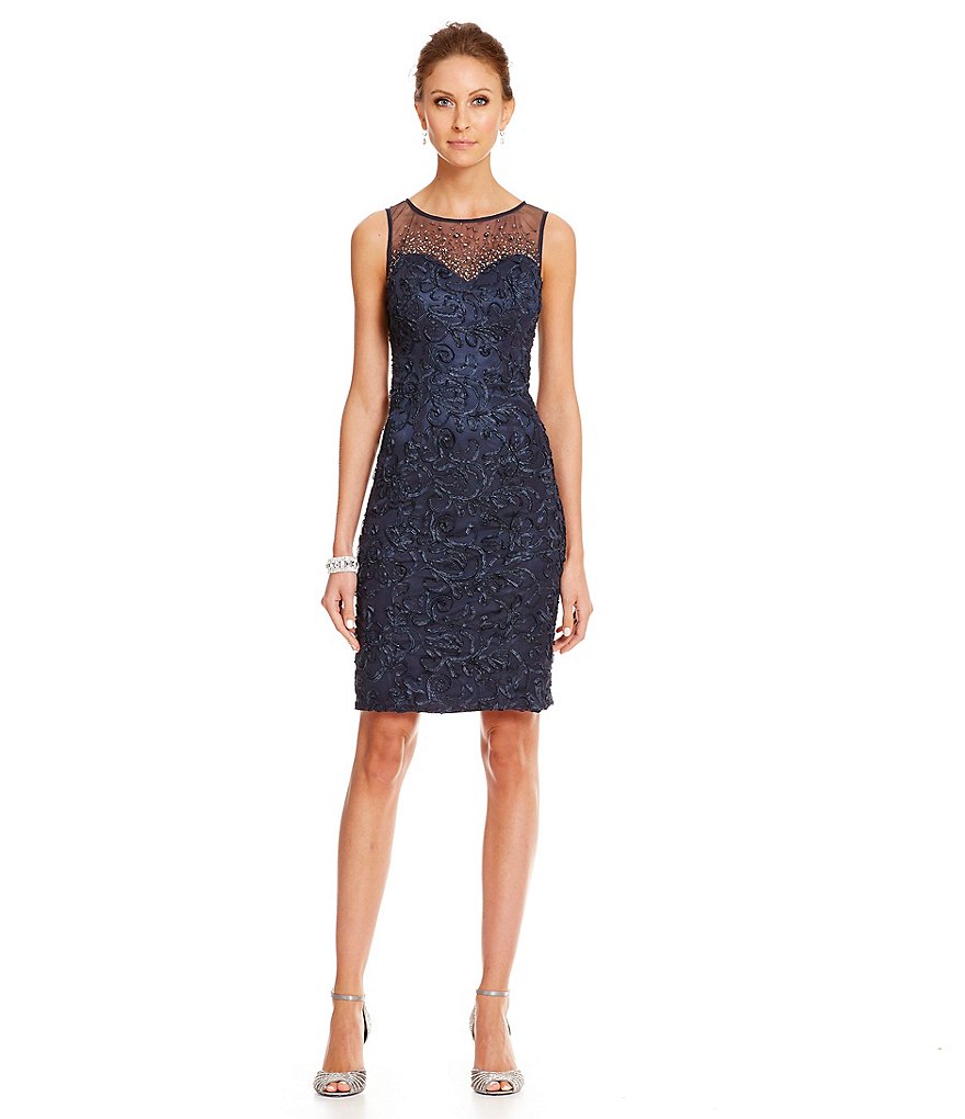 Ignite Evenings Illusion Soutache Sheath Dress