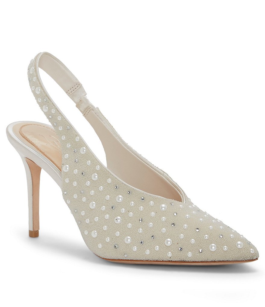 Imagine Vince Camuto Mayran Satin Pearl Beaded Slingback Pumps