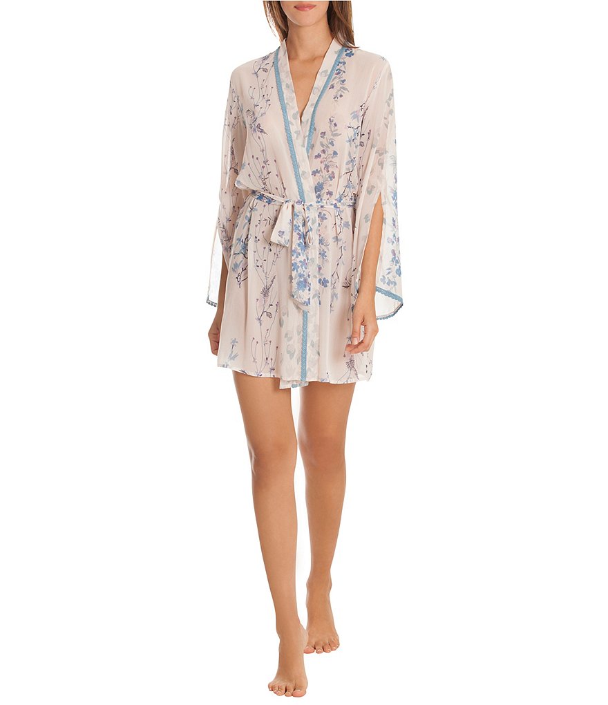 In Bloom by Jonquil Floral-Print Chiffon Wrap Robe