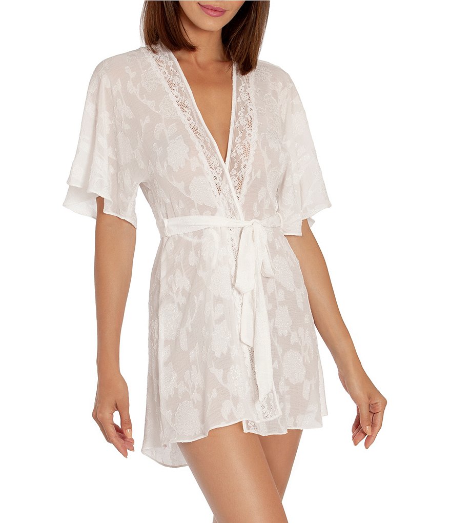 In Bloom by Jonquil Jacquard Crinkled Floral-Print Wrap Robe