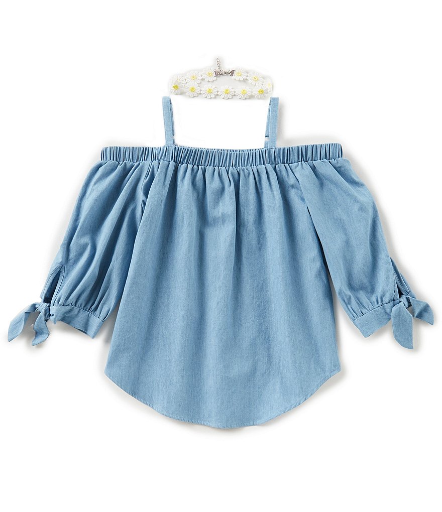 I.N. Girl Big Girls 7-16 Cold-Shoulder Tie Sleeve Top