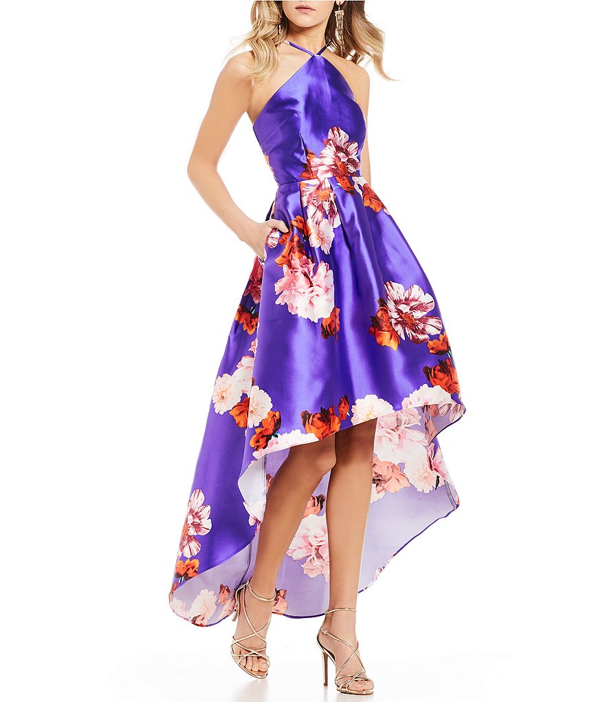 I.N. San Francisco Y-Neck Floral High-Low Dress