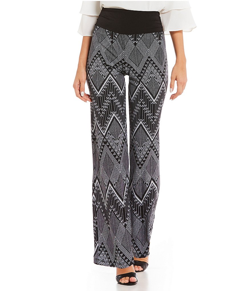 I.N. Studio Chevron Stripe Print Pull-On Knit Pants