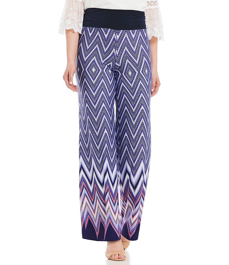 I.N. Studio Multi Chevron Border Print Pull-On Knit Pants