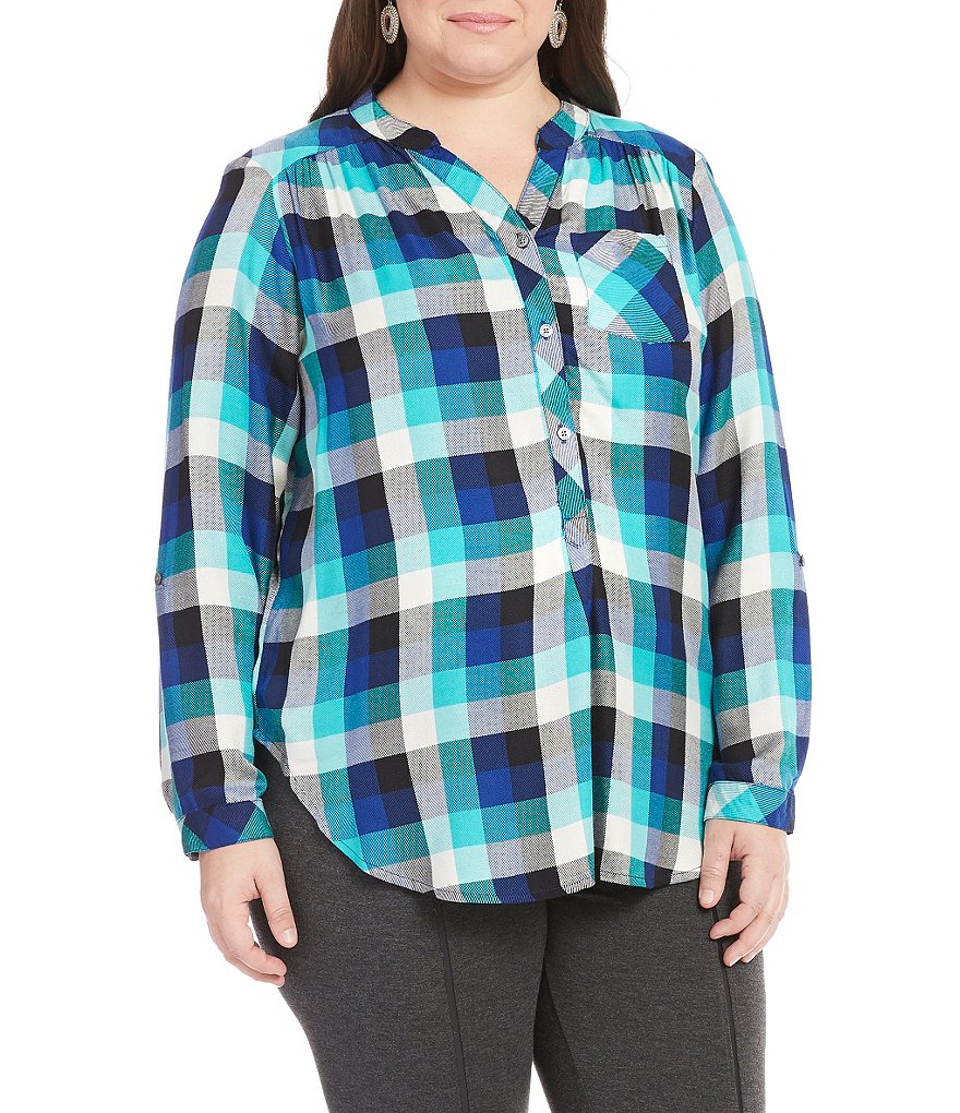 Intro Plus Plaid Popover One-Pocket Tunic