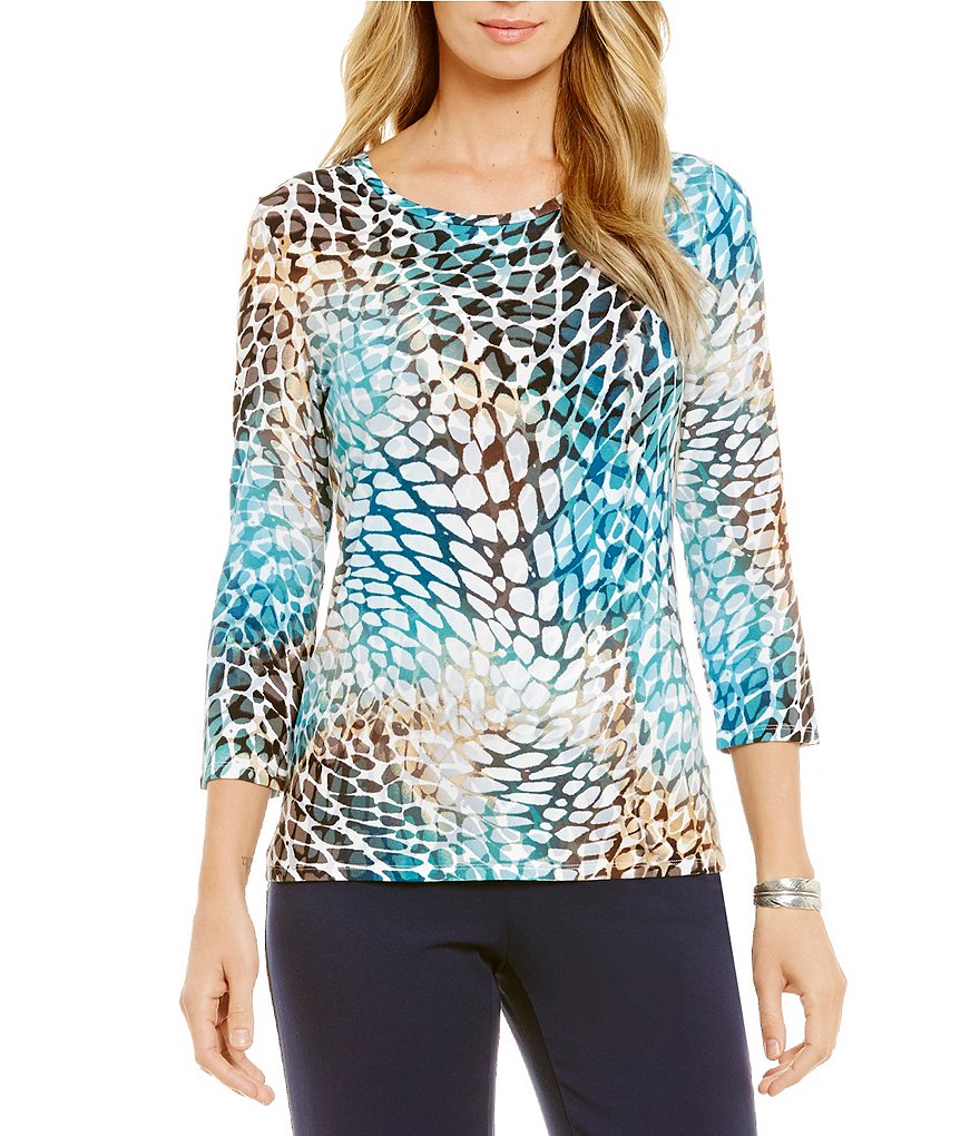 Investments Essentials Printed 3/4-Sleeve Top
