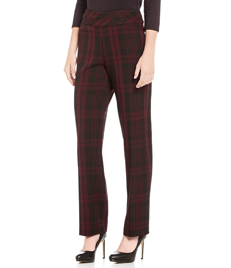 Investments the PARK AVE fit Pull-On Modern Straight Leg Plaid Pant