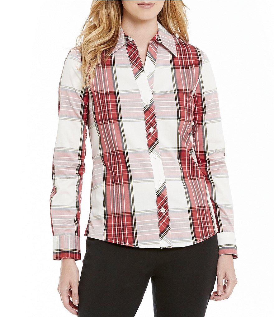 Investments Petites Gold Label Long Sleeve Button Front Shirt