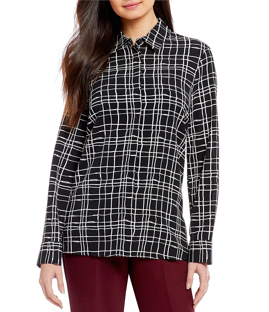 Investments Petites Long Sleeve Button Front Shirt