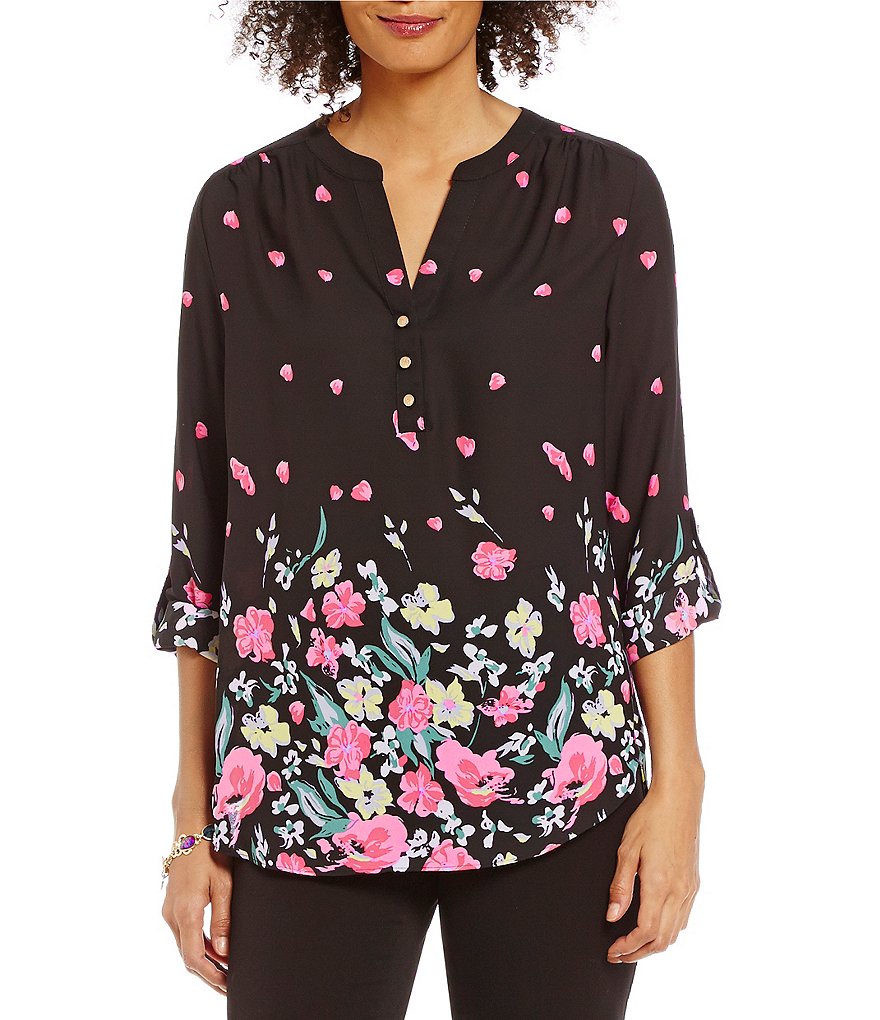 Investments Y-Neck Roll Tab Blouse
