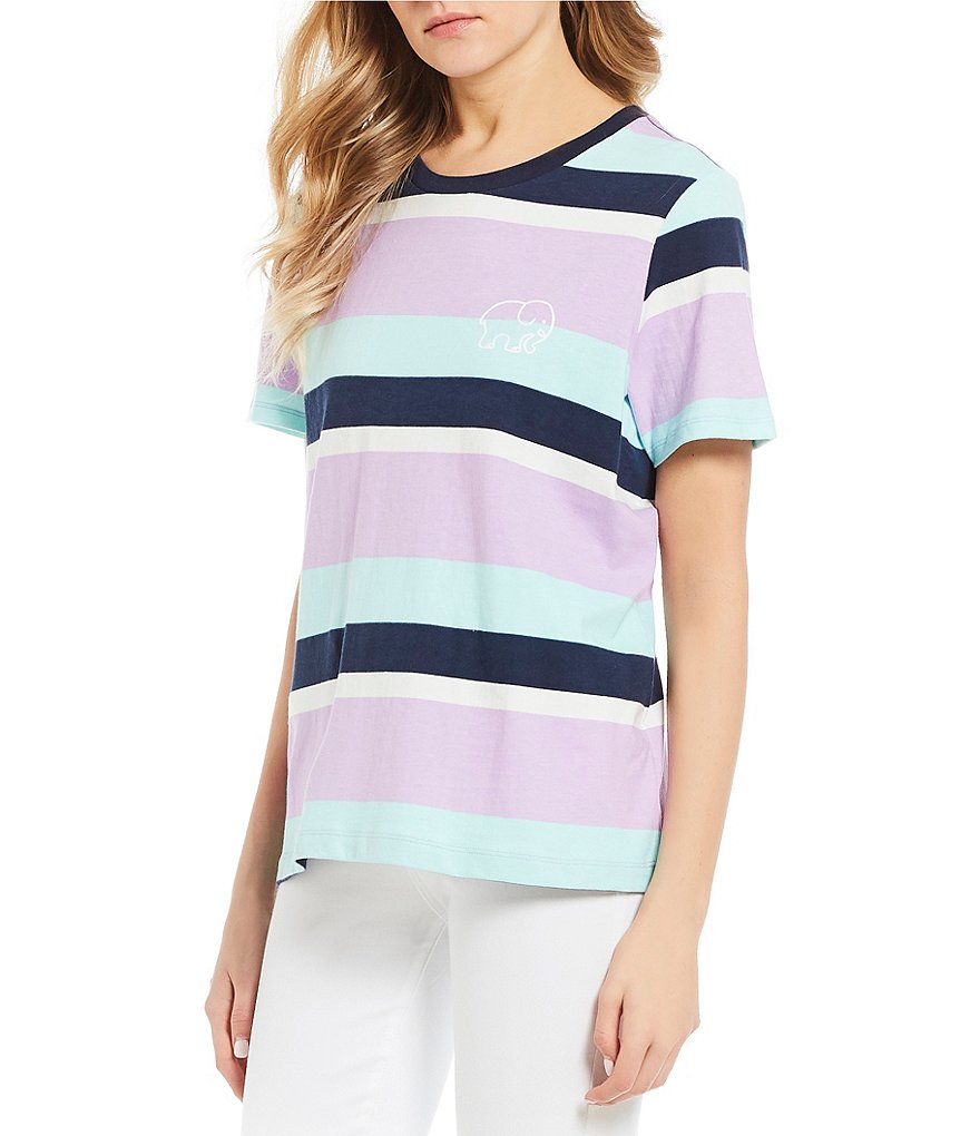 Ivory Ella Stripe Cropped Ringer Graphic Tee