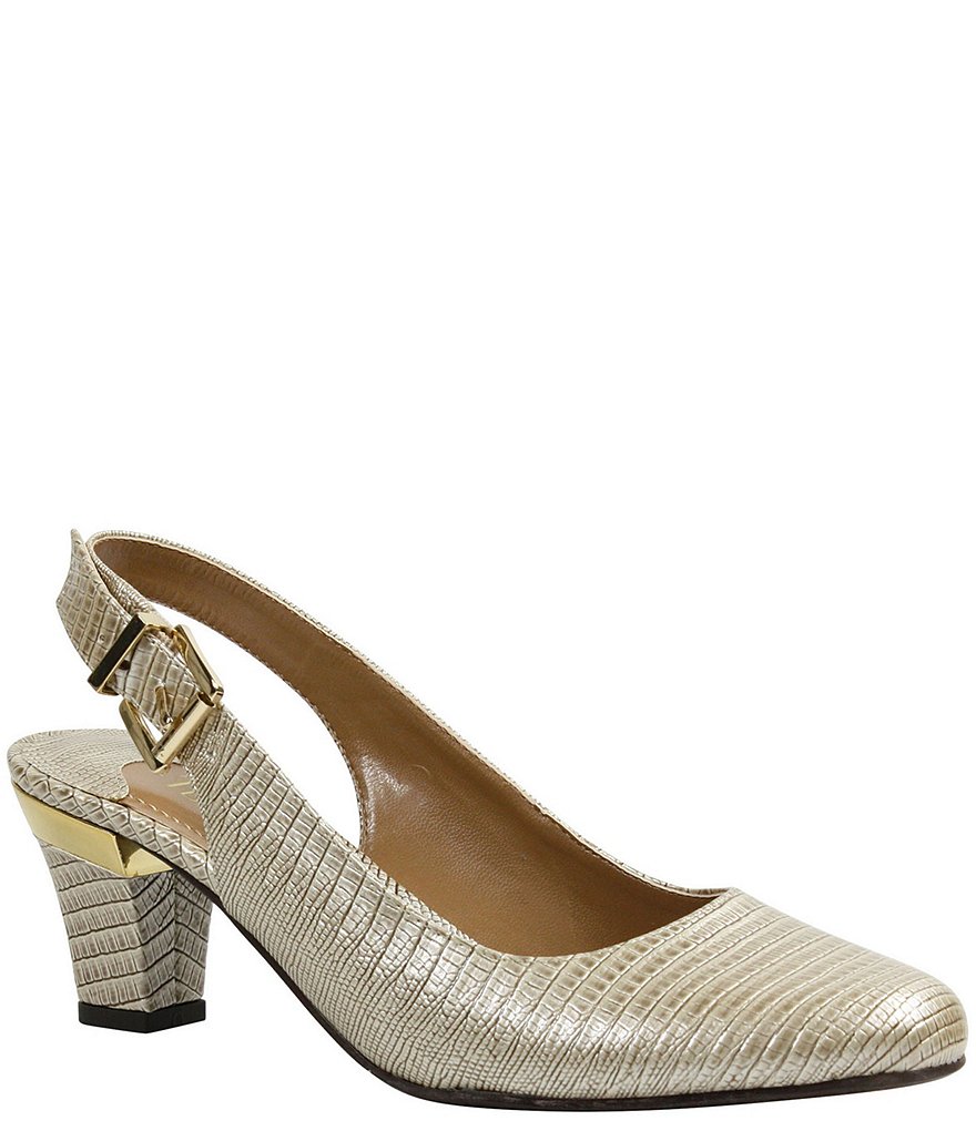 J. Renee Malree Lizard Print Patent Slingback Pumps