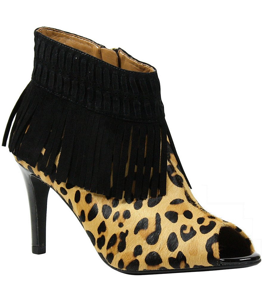 J. Renee Saharra Calf Hair Fringe Booties