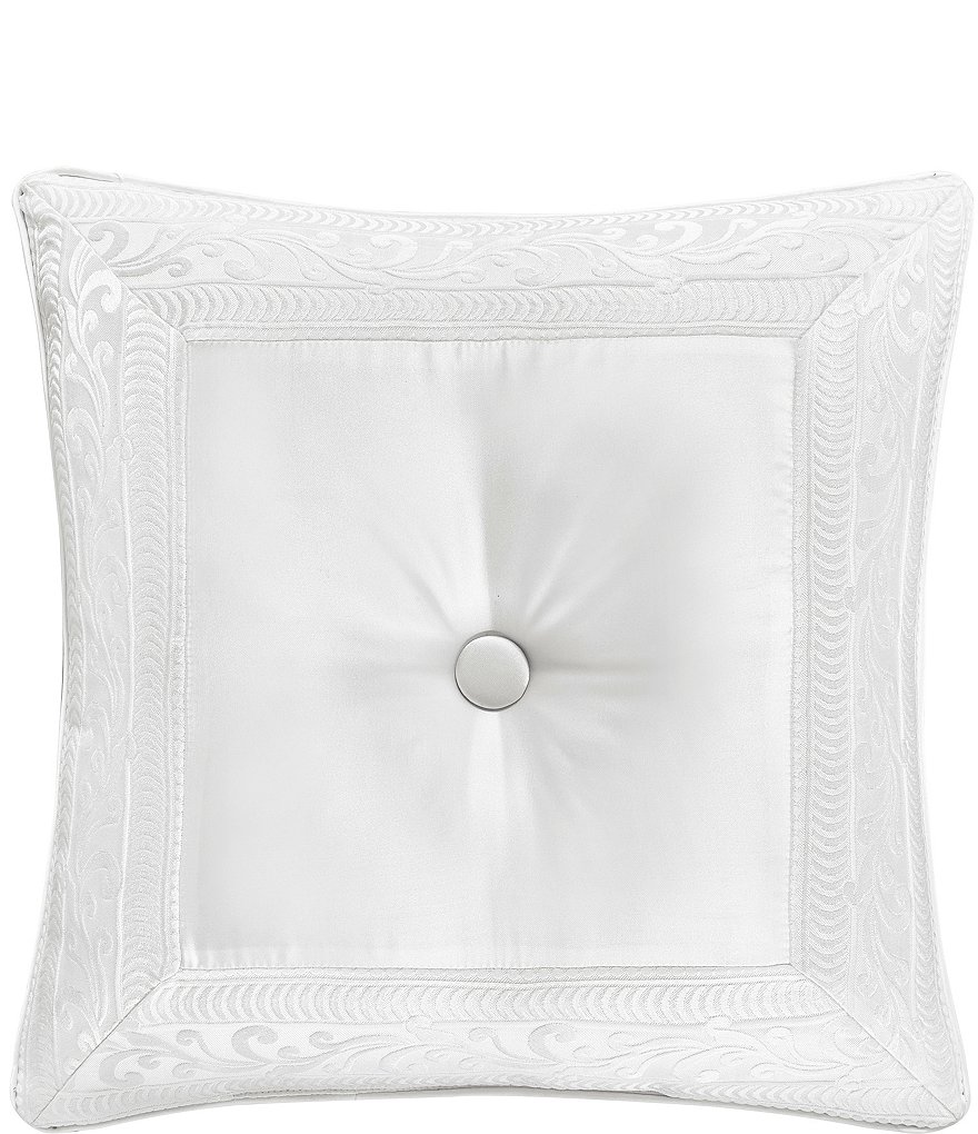 J. Queen New York Bianco Button-Tufted Satin Square Pillow