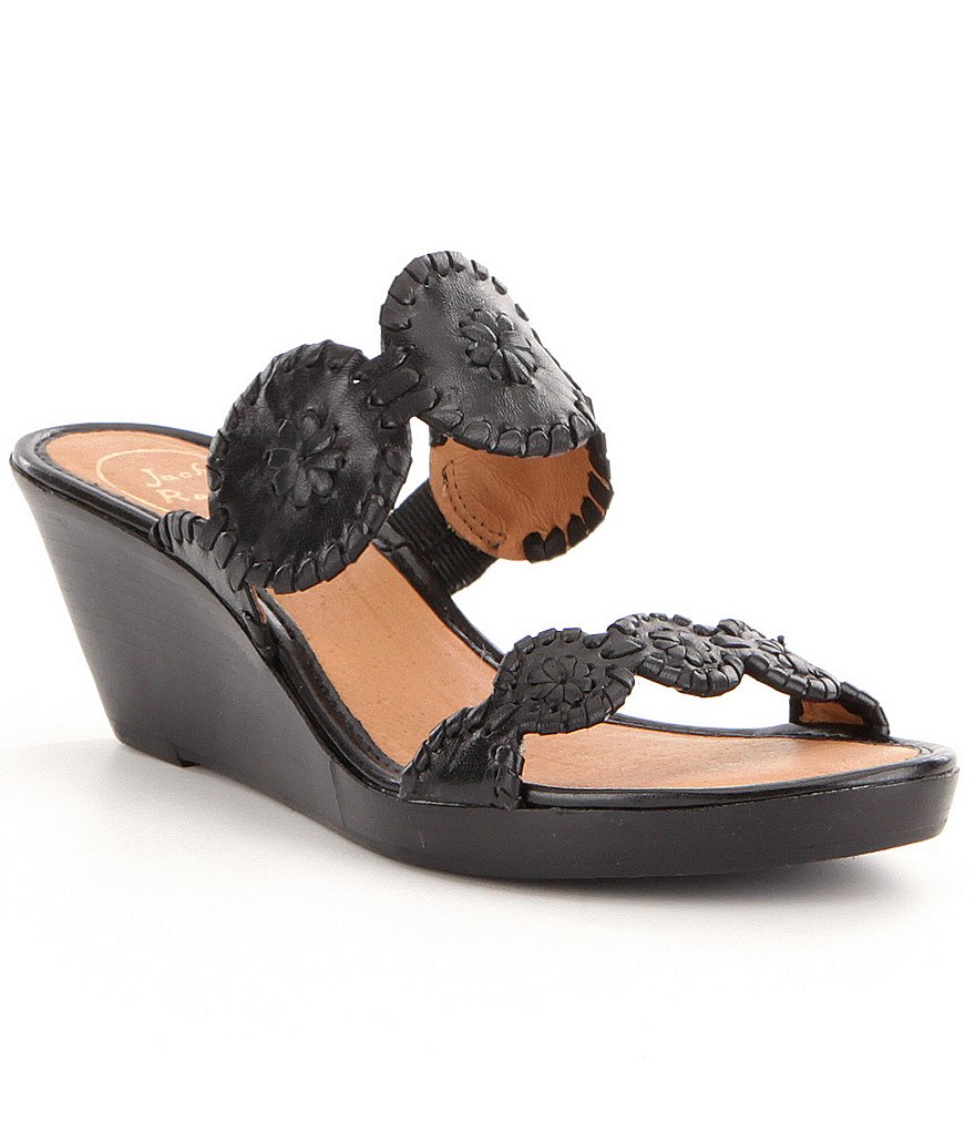 Jack Rogers Shelby Leather Double Banded High Wedge Sandals