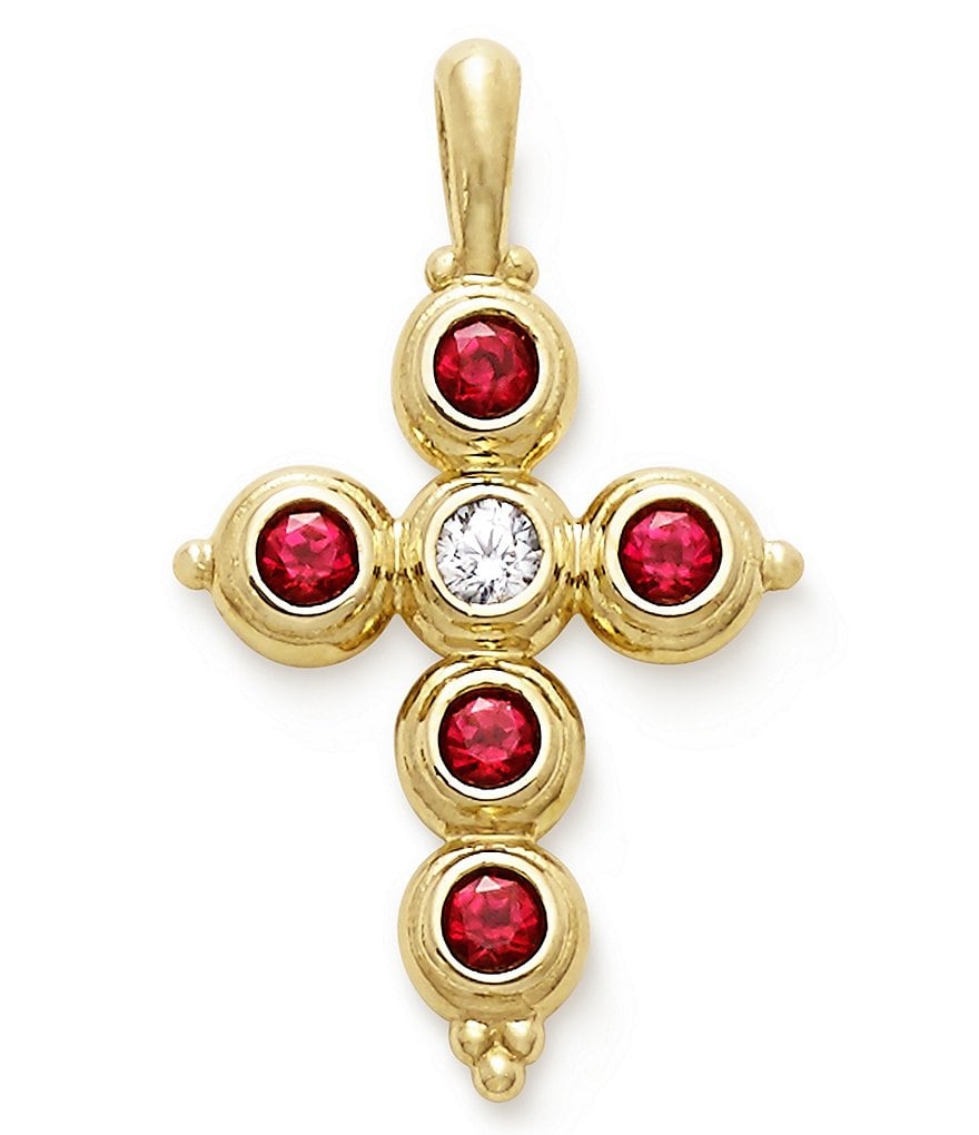 James Avery Antiquity Cross Pendant with Lab-Created Rubies & Diamond